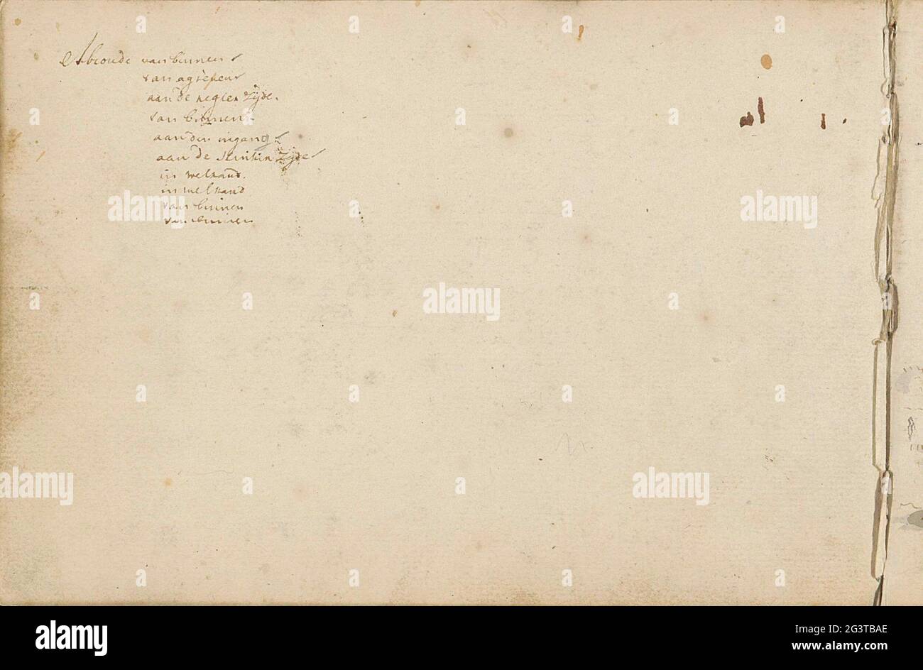 Note. Leaf 1 Verso from a sketchbook with 21 sheets. Stock Photo