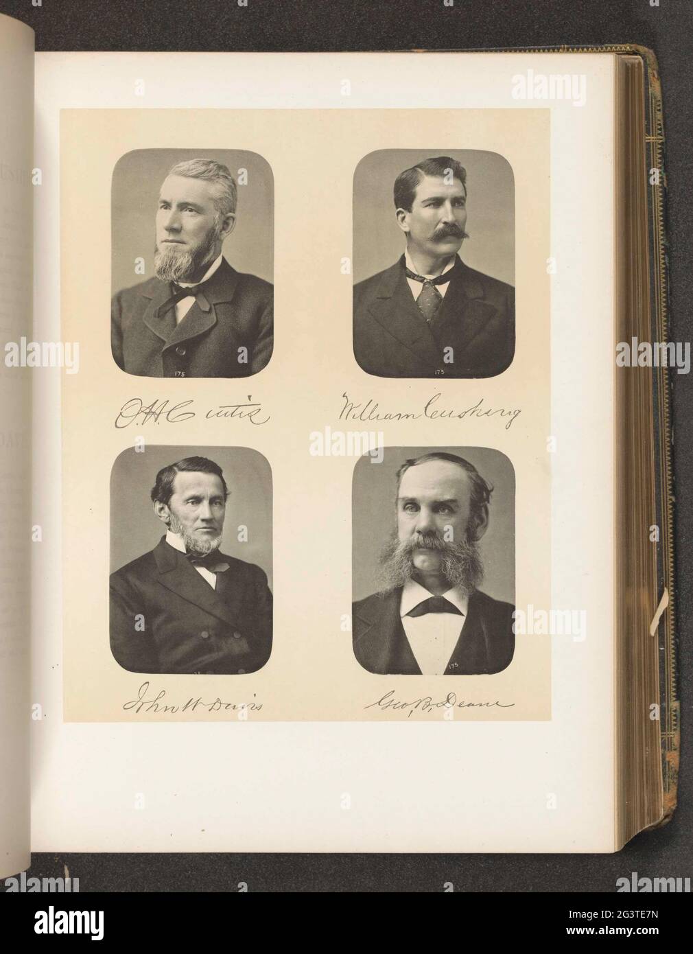 Portraits of four members of the Lower House of the State New York. Top left Oscar H. Curtis, at the top right William Cushing, bottom left John W. Davis, bottom right George B. Deane. Stock Photo