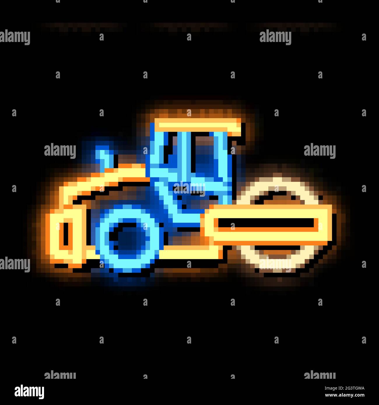 road repair pavering tractor neon glow icon illustration Stock Vector ...