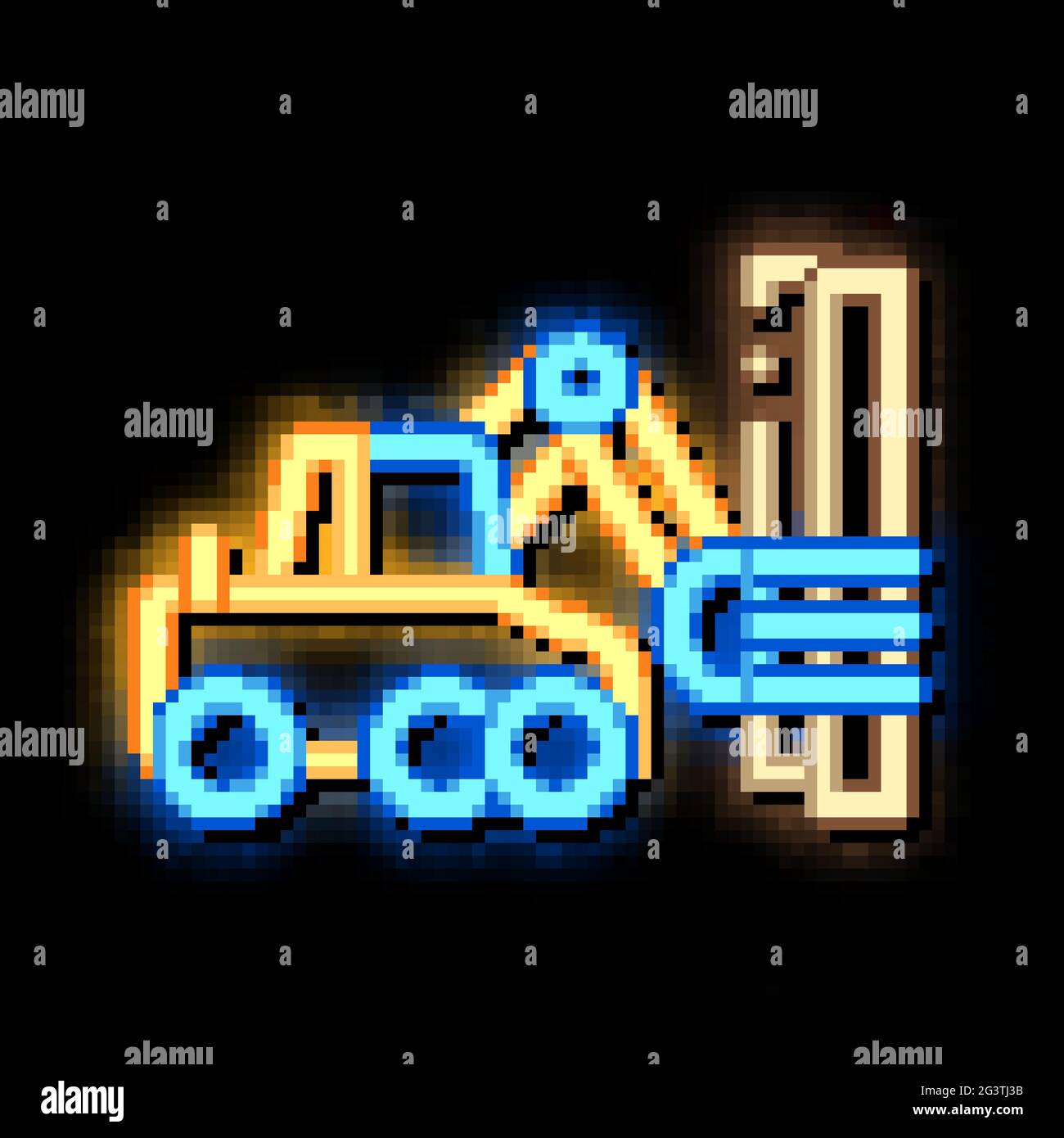 logging machine neon glow icon illustration Stock Vector