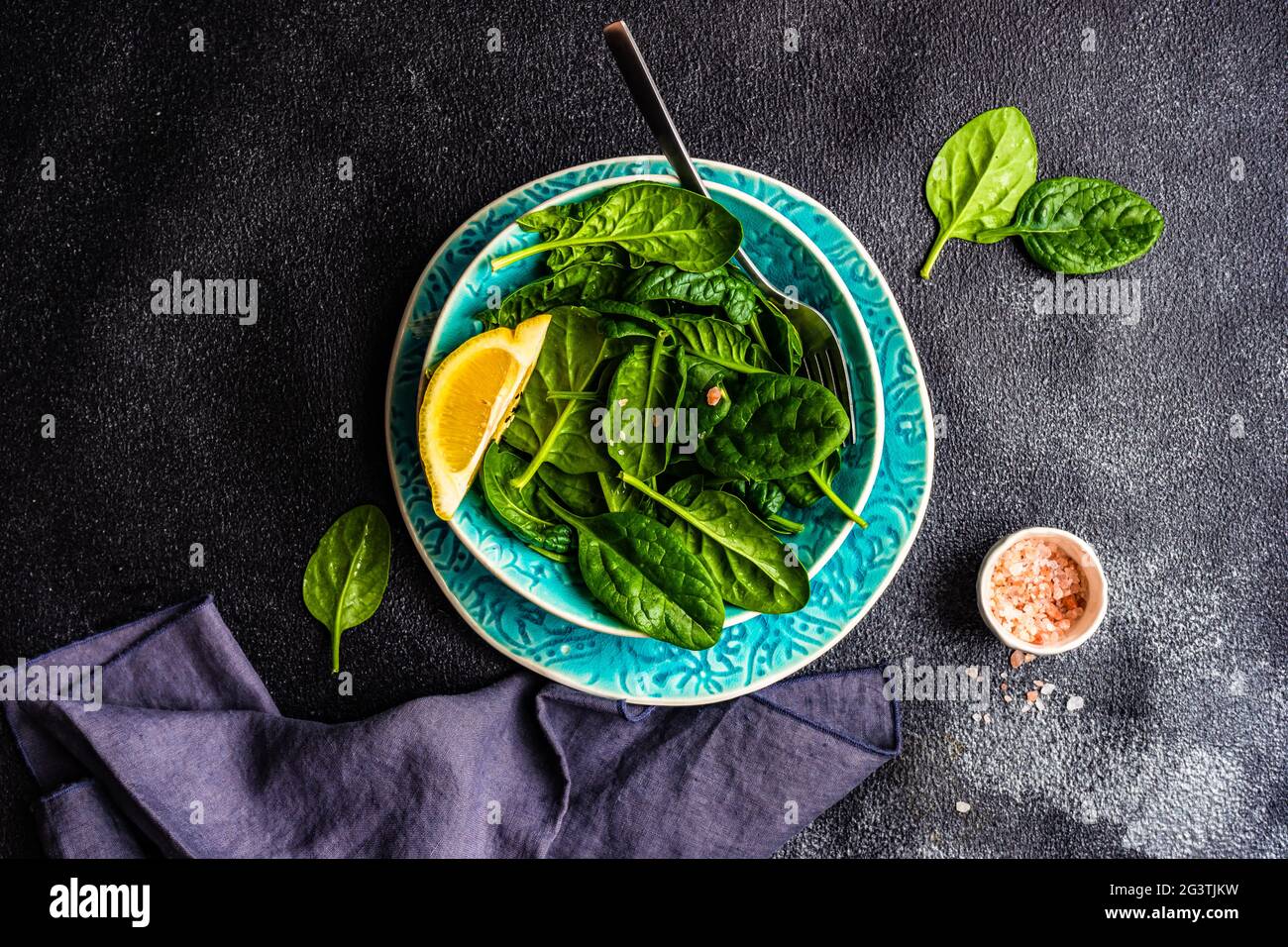 Spinach salad with sesame seeds Stock Photo