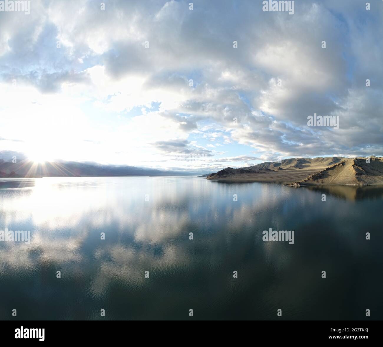 Cloudy sky reflected the lake Stock Photo - Alamy