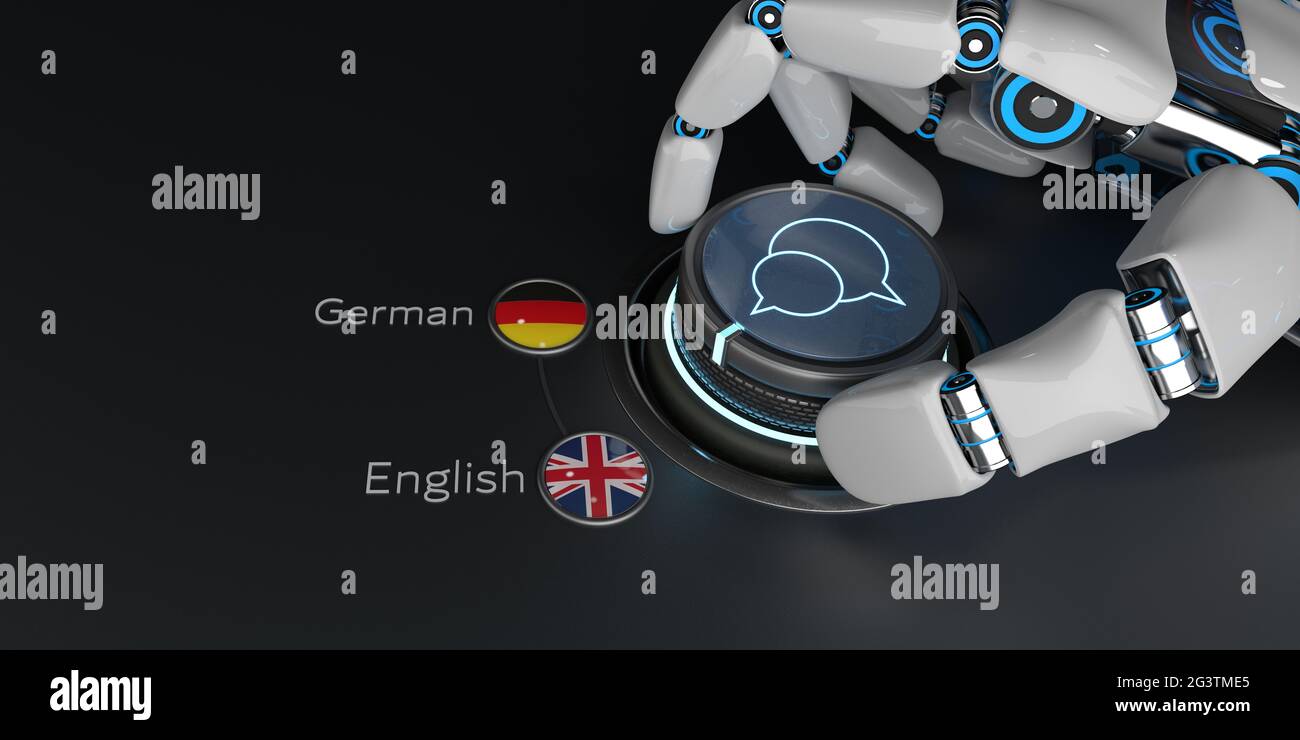 AI Translator English German Stock Photo