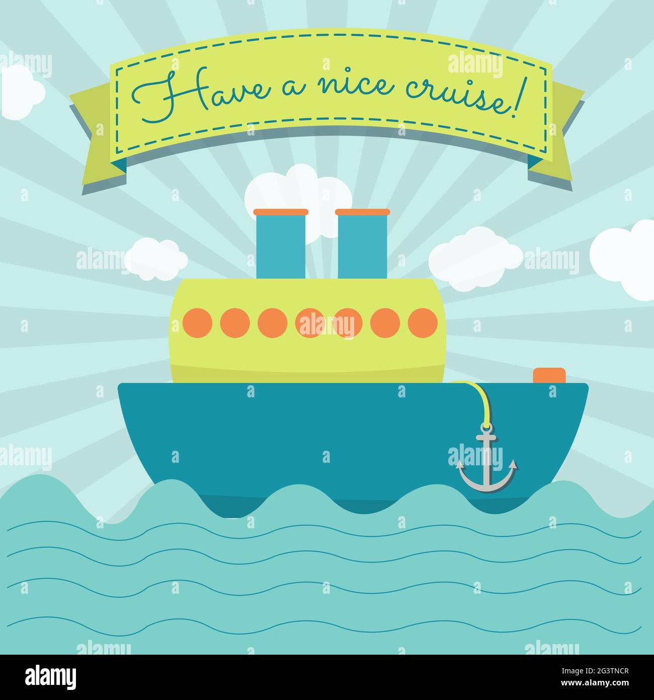 A cruise ship and a ribbon with the text 'Have a nice cruise' Stock Vector