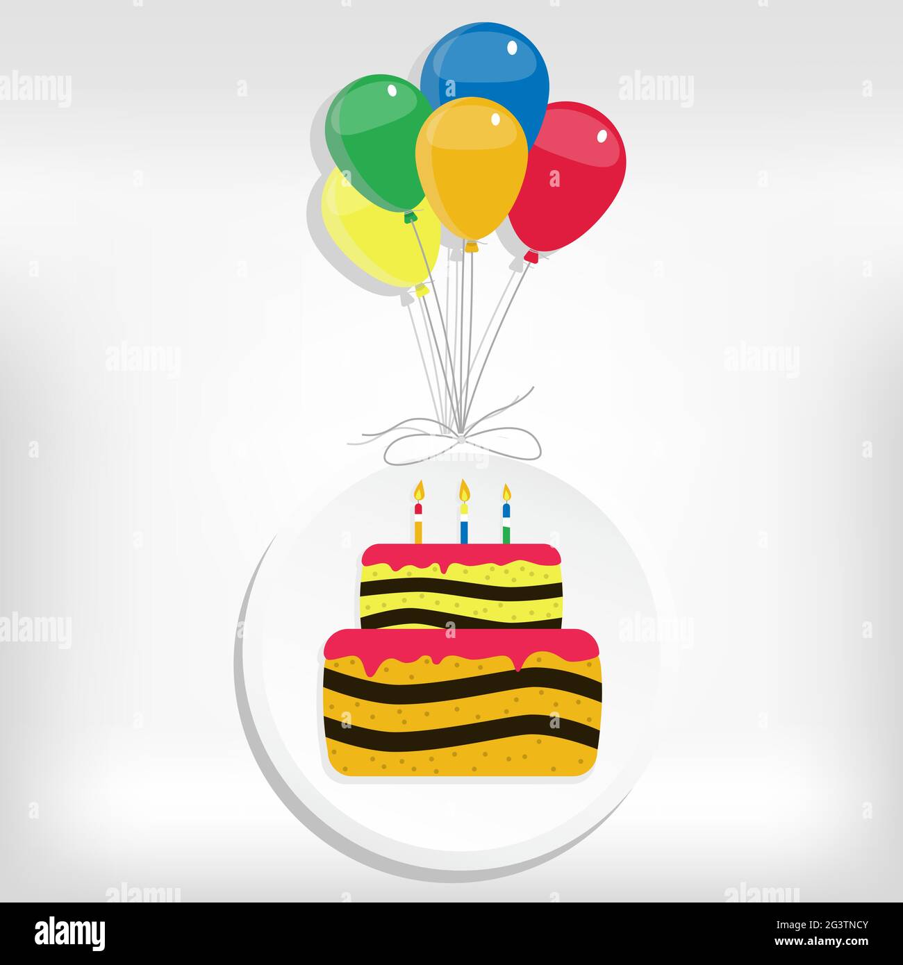 Birthday cake in a circle with helium balloons Stock Vector Image & Art ...
