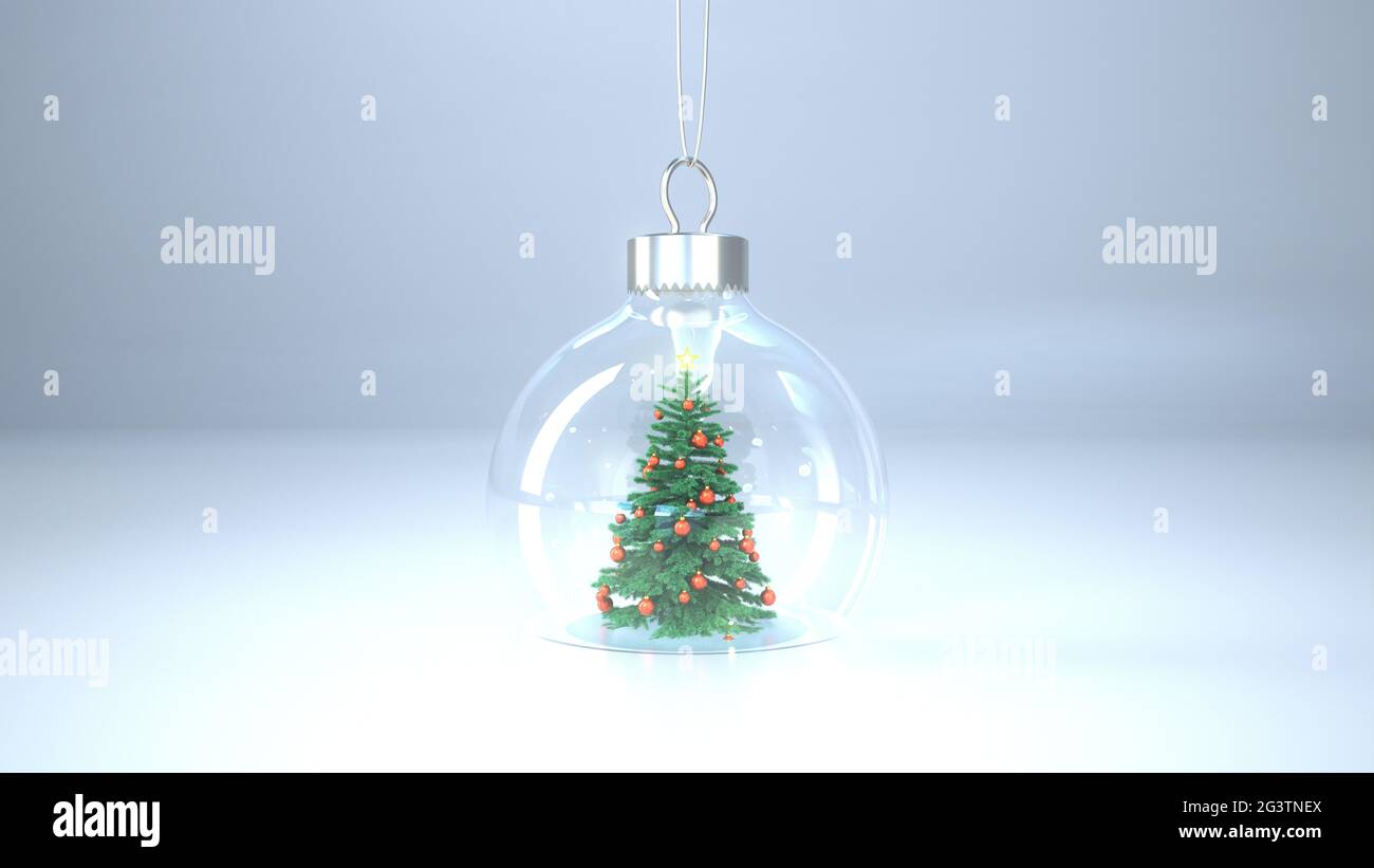 Christmas Tree Snow Globe Stock Photo Alamy