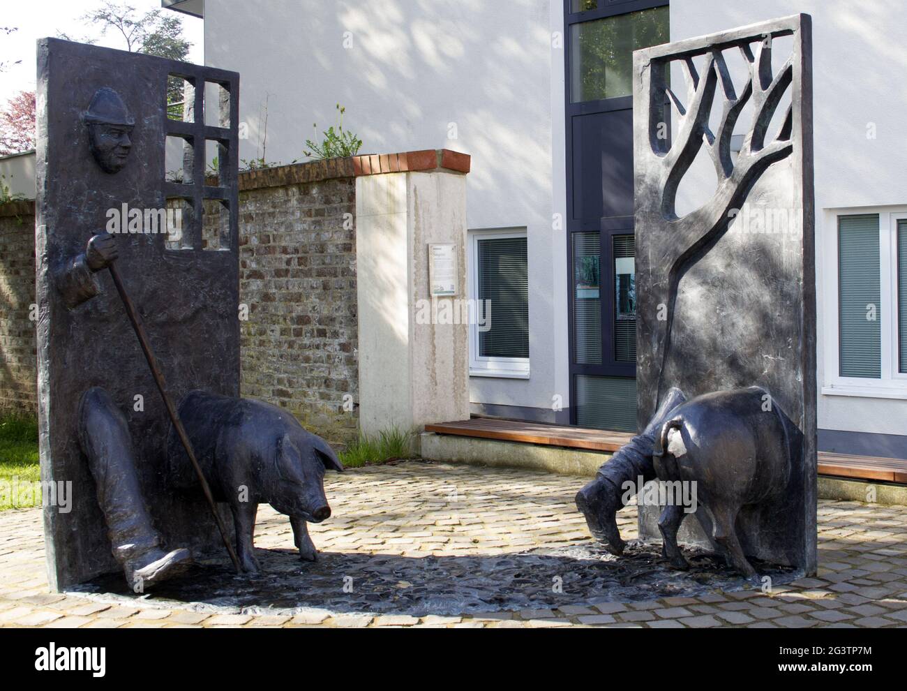 Lohmar, Pig Sculpture, Rhineland, NRW, Germany Stock Photo