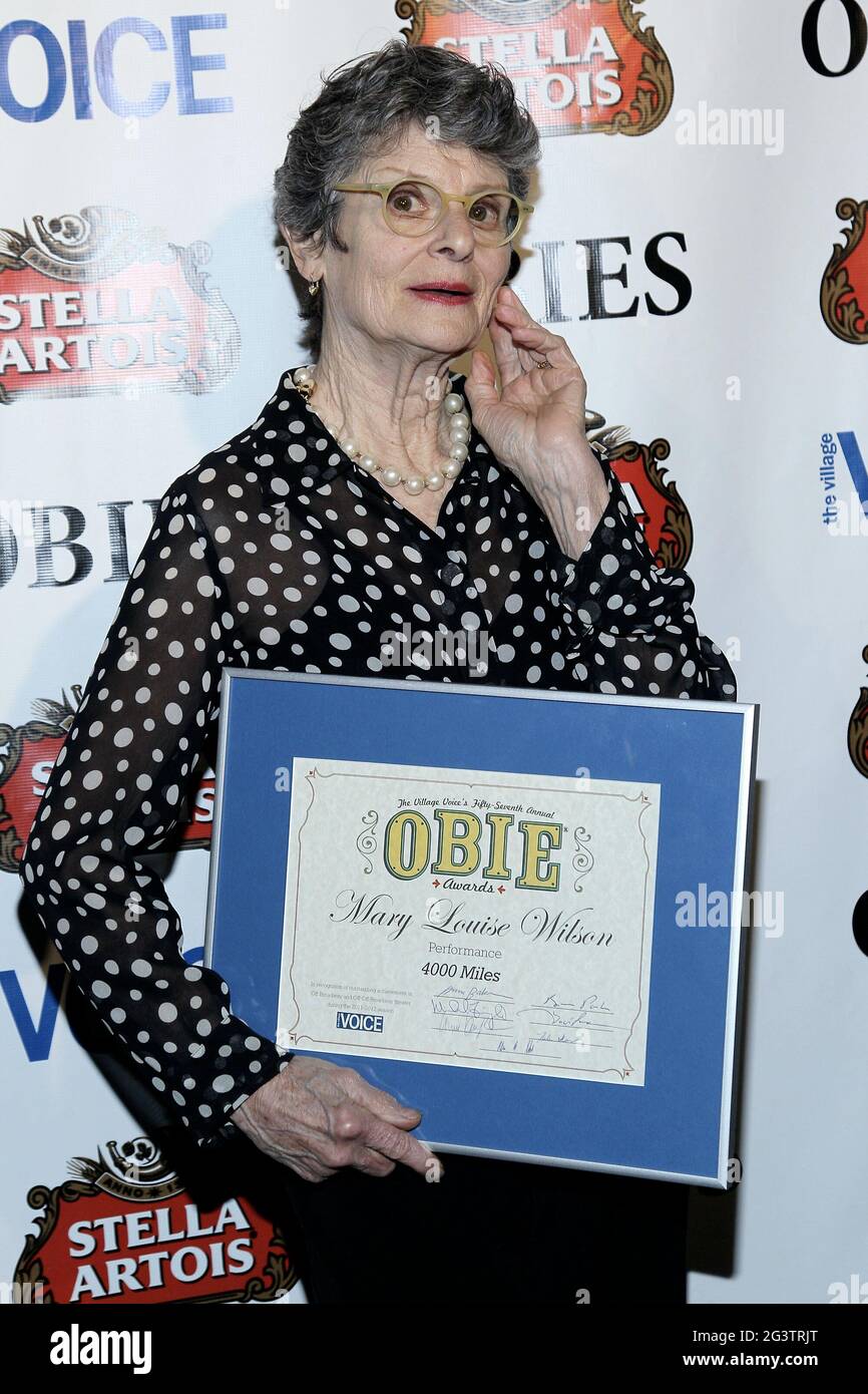 New York, NY, USA. 21 May, 2012. Mary Louise Wilson at the 57th annual Obie awards at Webster Hall. Credit: Steve Mack/Alamy Stock Photo
