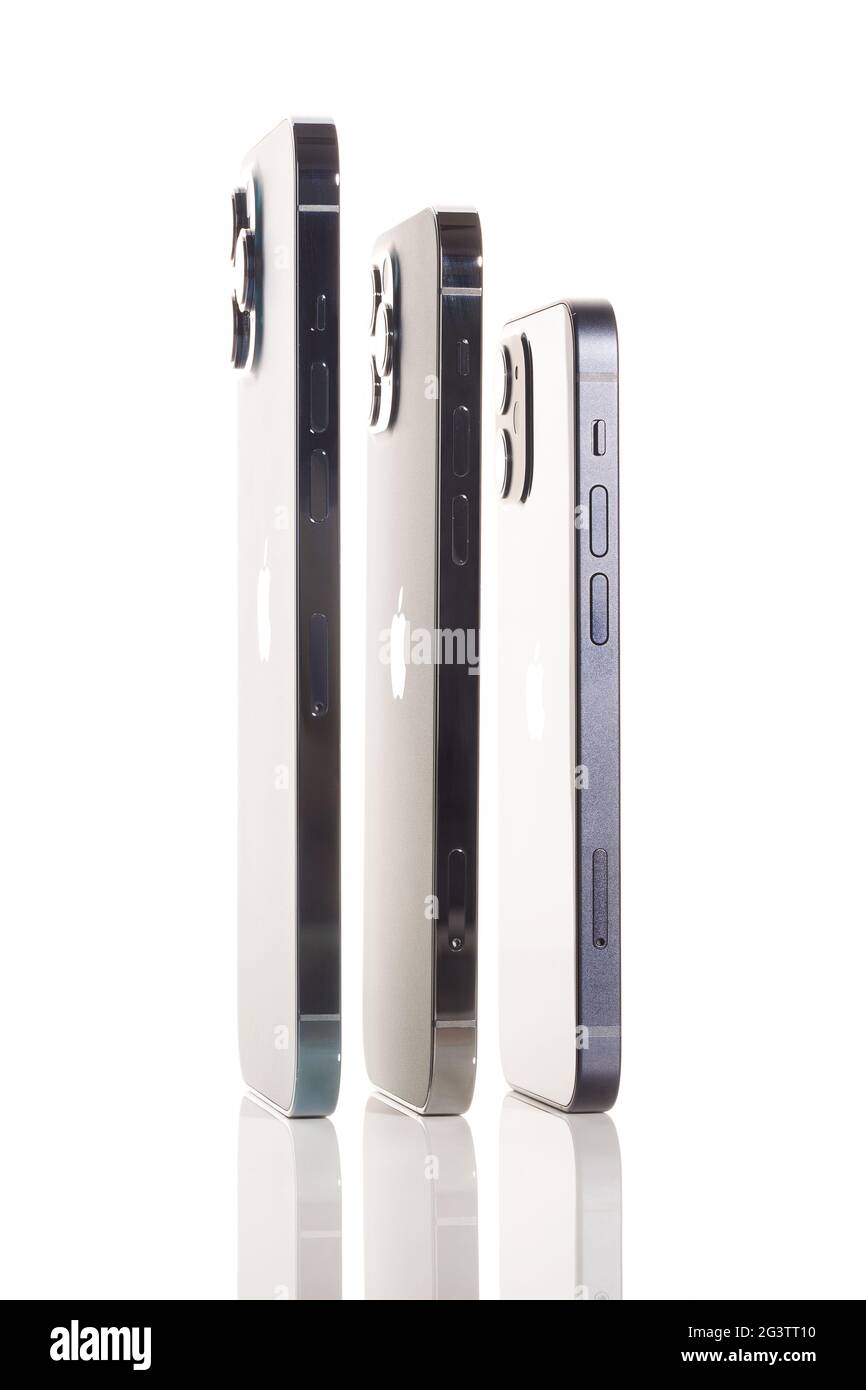 Iphone 12 Mini Pro And Pro Max Isolated On White Background Stock Photo Alamy