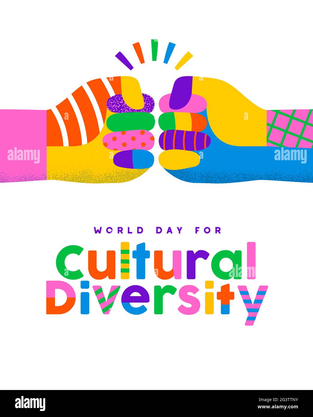 World Day for Cultural Diversity greeting card illustration of colorful