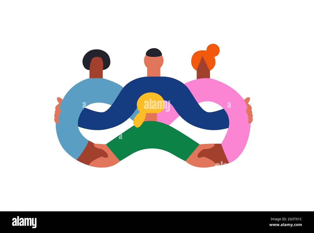 Diverse people group holding hands together making infinite symbol shape.  Family unity or friend team concept, simple flat cartoon illustration on  iso Stock Vector Image & Art - Alamy