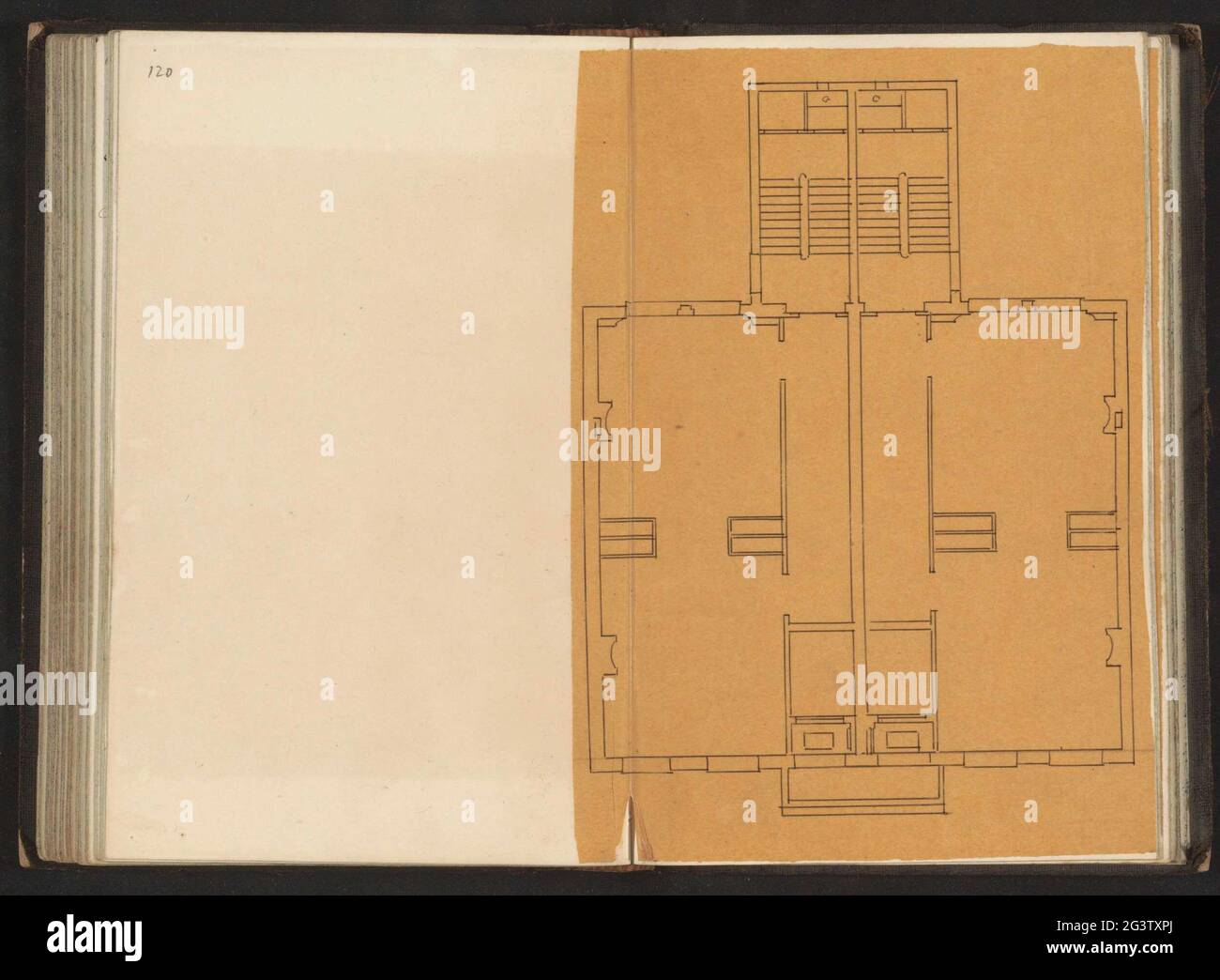 Floor plan of a floor. Page 120 and 121 from a sketchbook with 164 ...