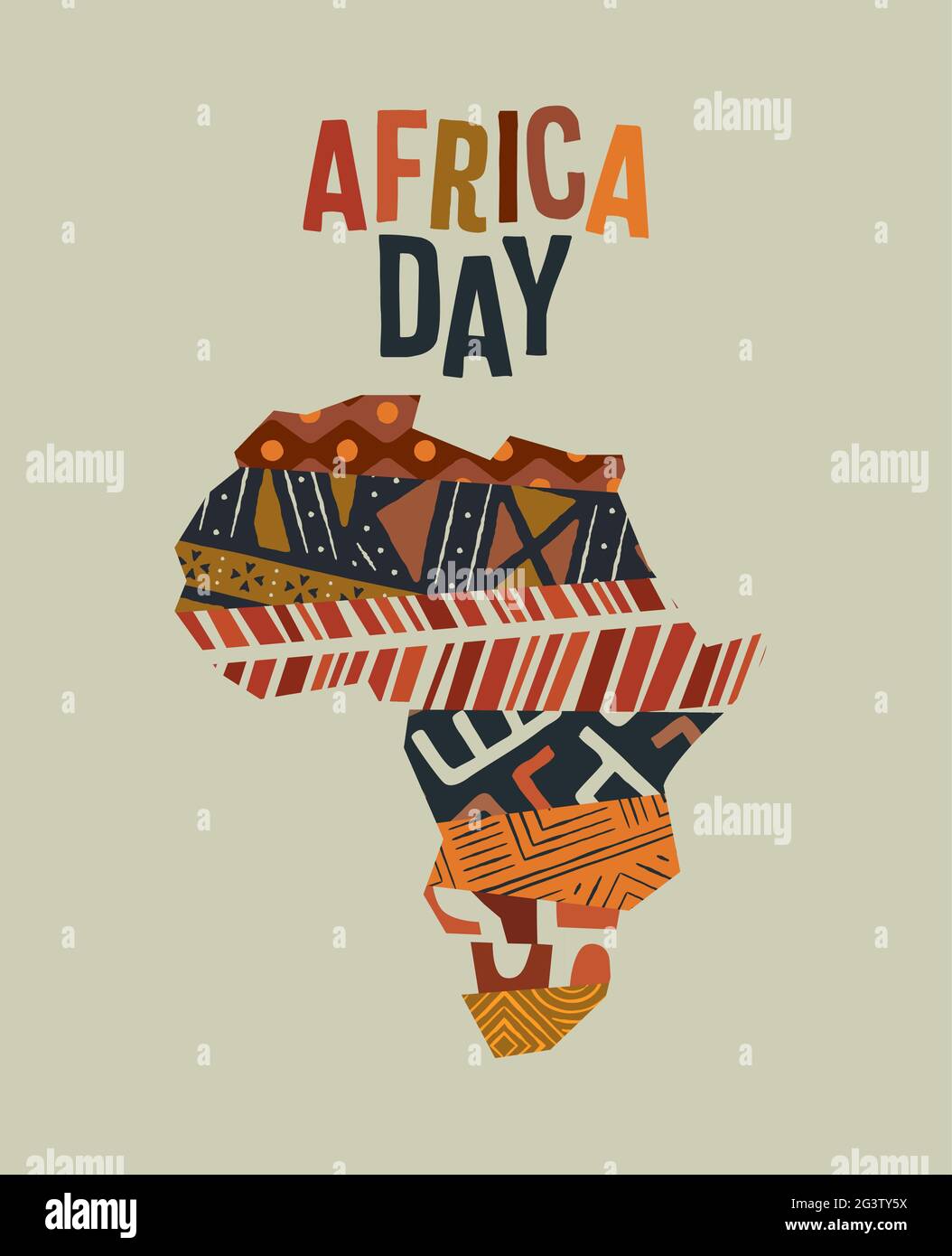Africa Day greeting card illustration for 25 may people freedom celebration. Colorful african