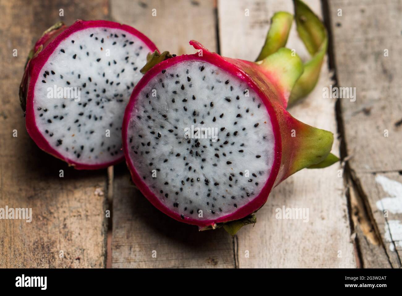 Dragon fruit on the wooden table Stock Photo