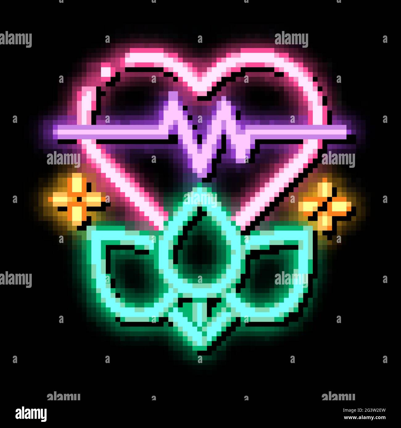 plant for restoration of heart neon glow icon illustration Stock Vector ...