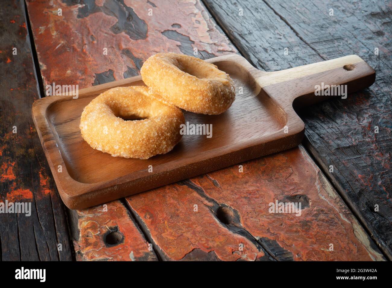 Traditional Turkish dessert on rustic wooden kitchen table Stock Photo