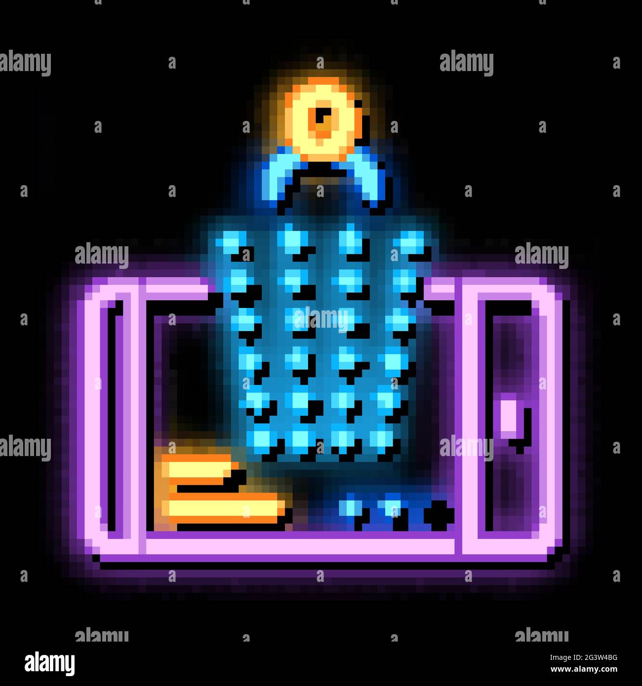 designing person on phone neon glow icon illustration Stock Vector ...
