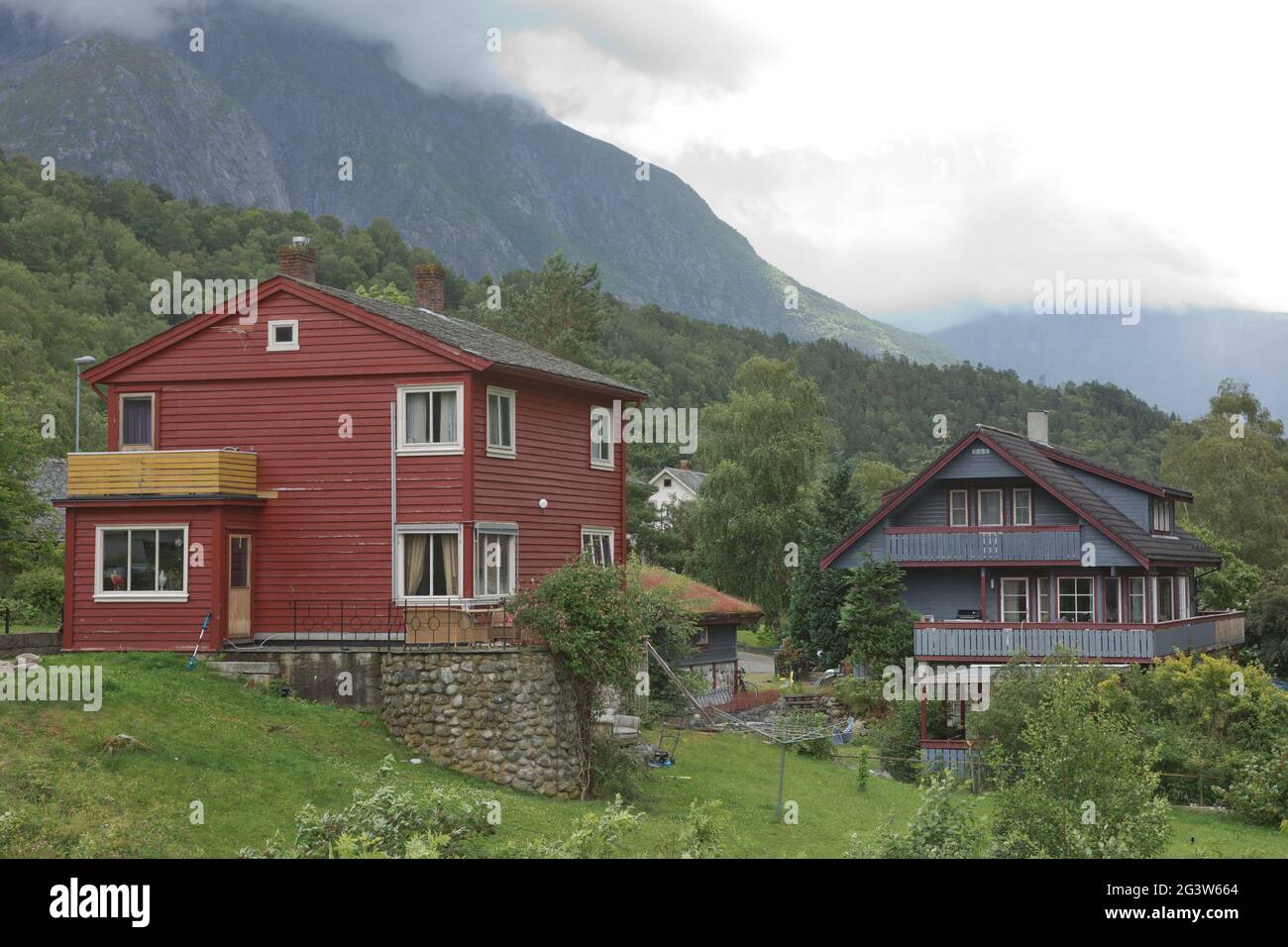 The village of Eidfjord in Norway is a major cruise ship port of call. It is situated at the end of Stock Photo