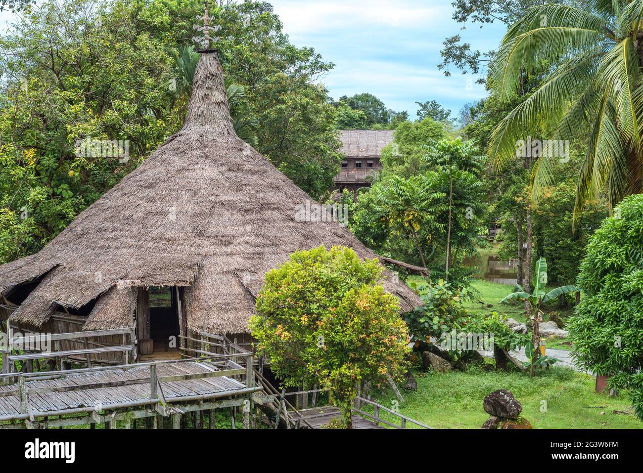 The Bidayuh Baruk is roundhouse in Sarawak. It is a place for community gatherings Stock Photo