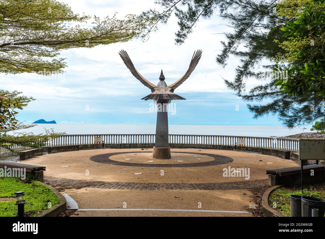 Hornbill statue at the Damai beach in Sarawak on Borneo Stock Photo