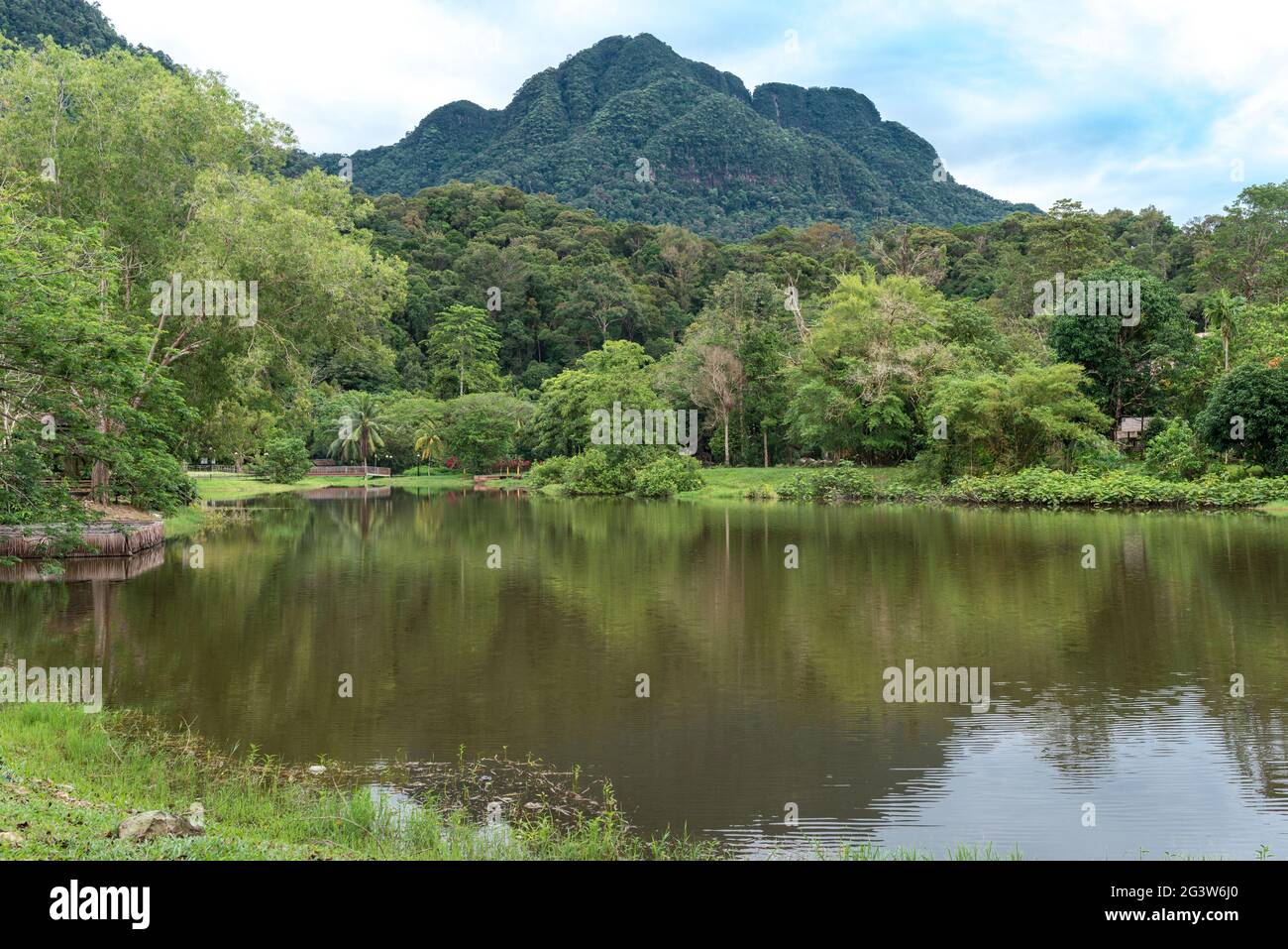 The Sarawak Cultural Village at the foot of Mount Santubong on Borneo Stock Photo