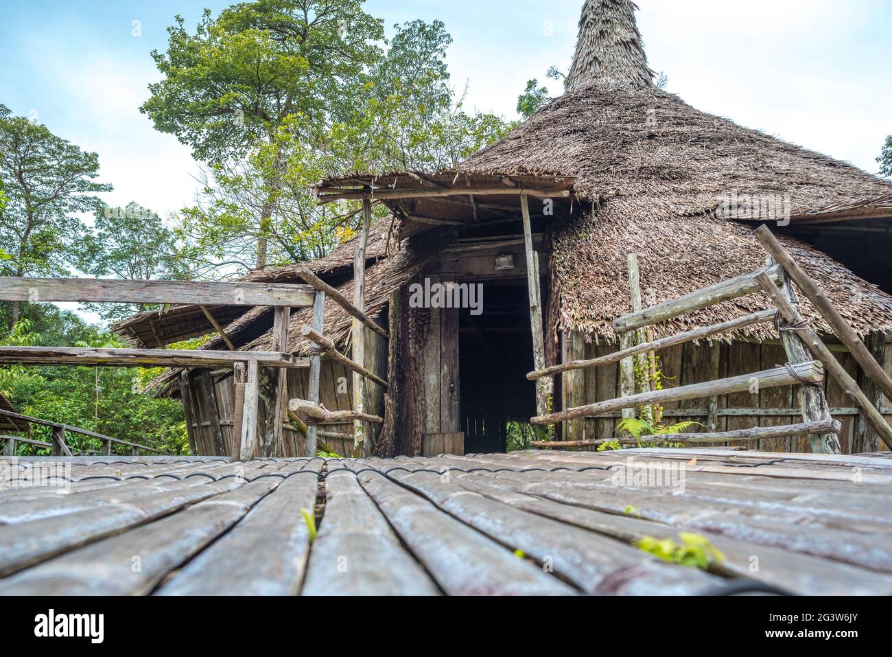 The Bidayuh Baruk is roundhouse in Sarawak. It is a place for community gatherings Stock Photo