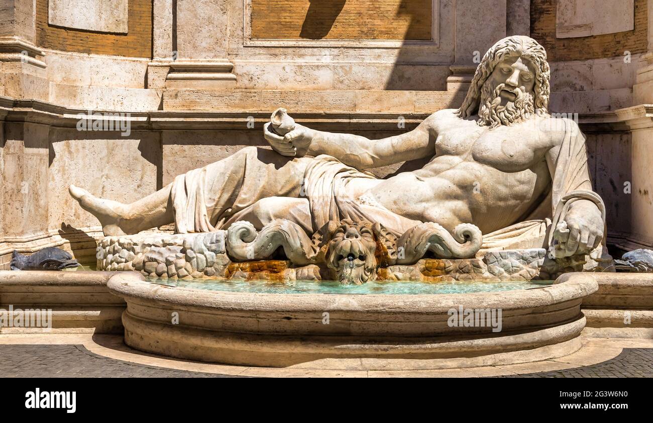 Famous Greek sculpture of Ocean god, named Marforio, located in Rome