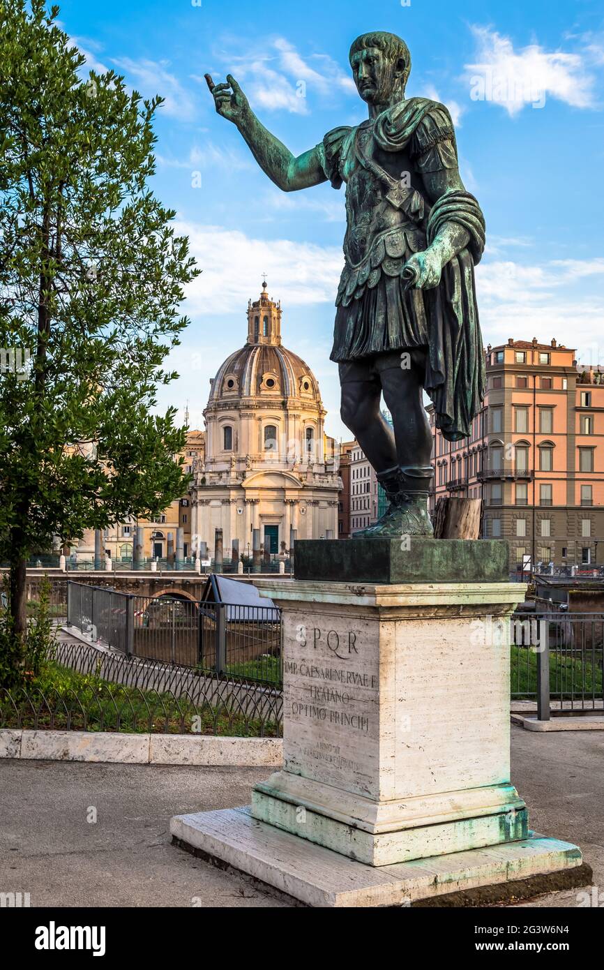 Statue of Caesar Emperor in Rome, Italy. Ancient  role model of Leadeship and Authority . Stock Photo