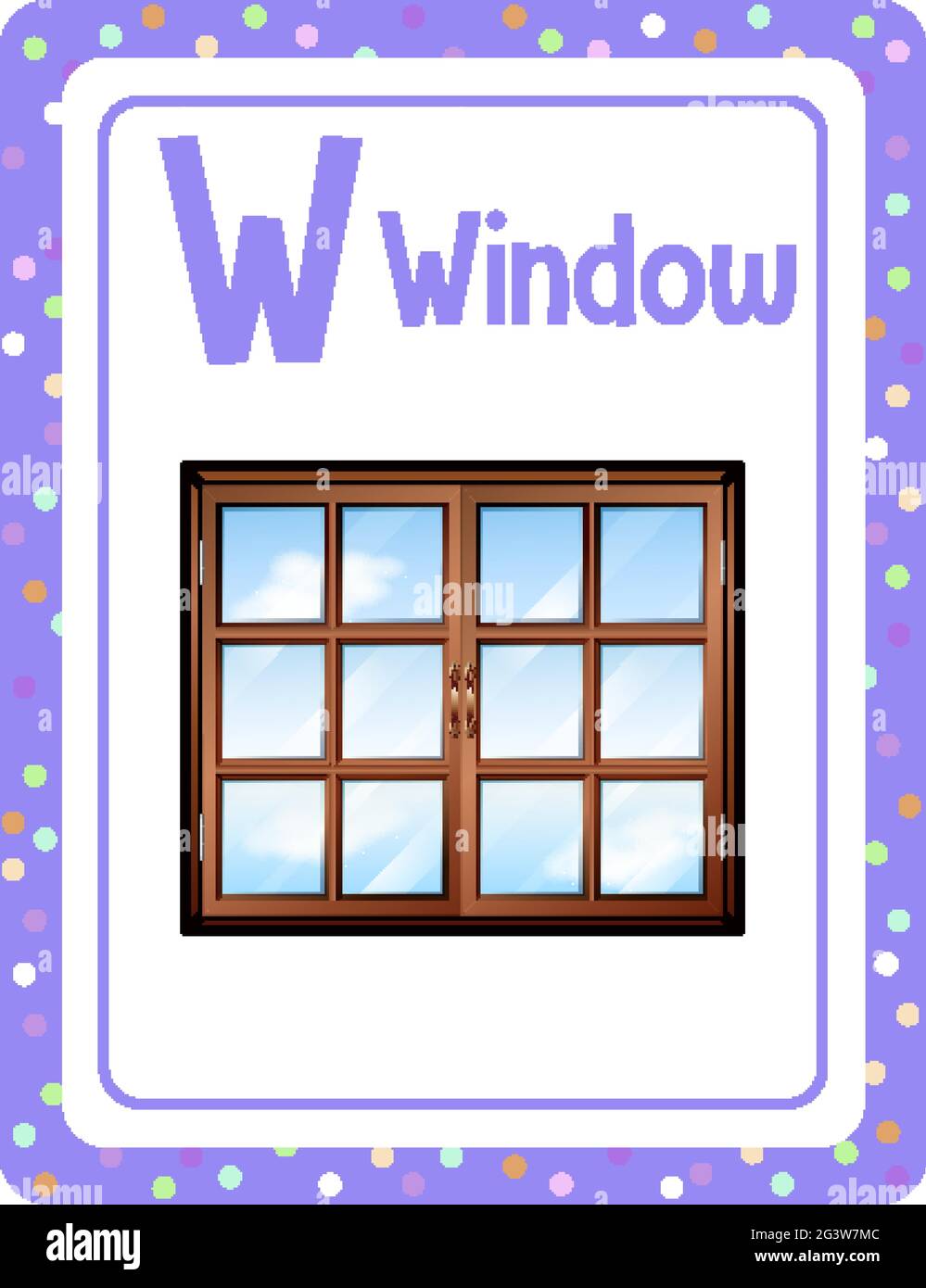 Alphabet Flashcard With Letter W For Window Illustration Stock Vector Image Art Alamy
