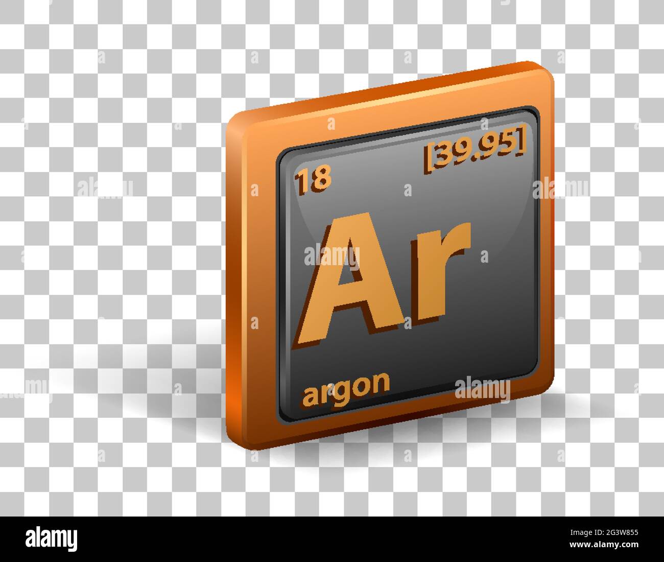 Argon chemical element. Chemical symbol with atomic number and atomic mass. illustration Stock Vector