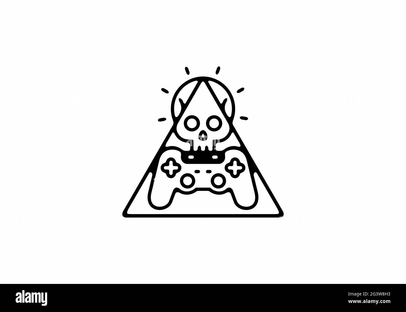 Black line art illustration of joystick and skull design design Stock ...