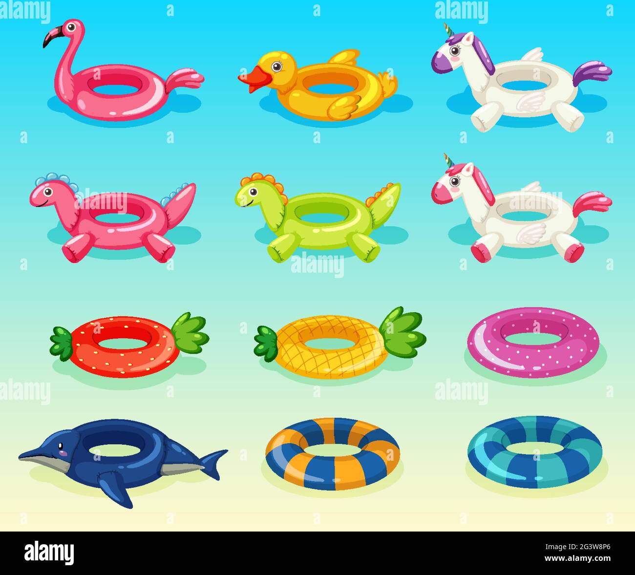 Different cute swimming ring set illustration Stock Vector Image & Art