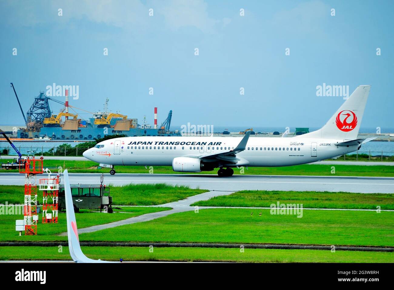 Japan Transocean Air, JTA, Boeing, B-737/800, JA03RK, Take Off, Naha Airport, Naha, Okinawa, Ryukyu Islands, Japan Stock Photo