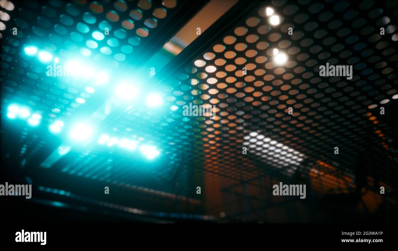 Under the wire floor in spaceship Stock Photo
