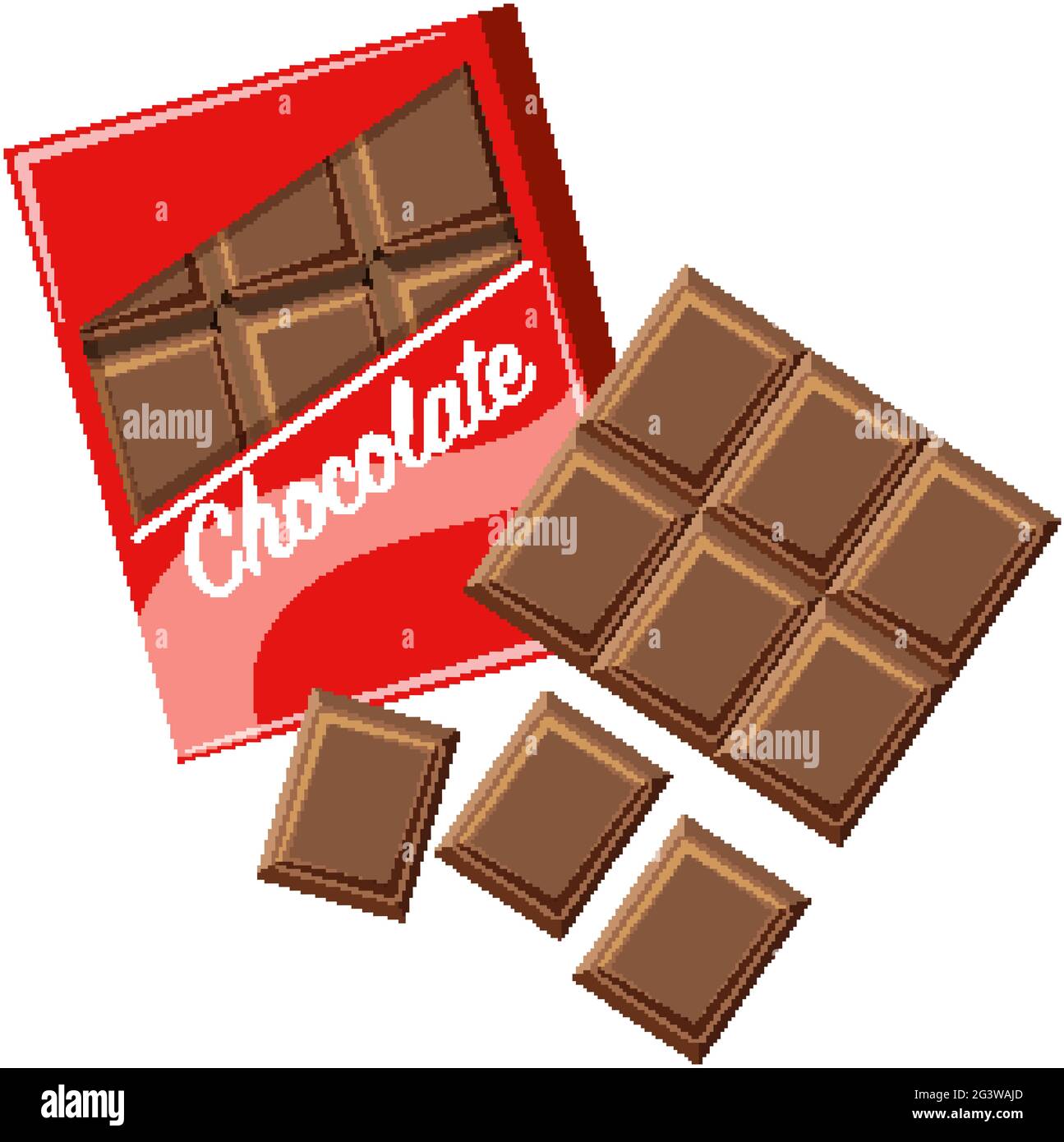 Chocolate bar in package on white background illustration Stock Vector