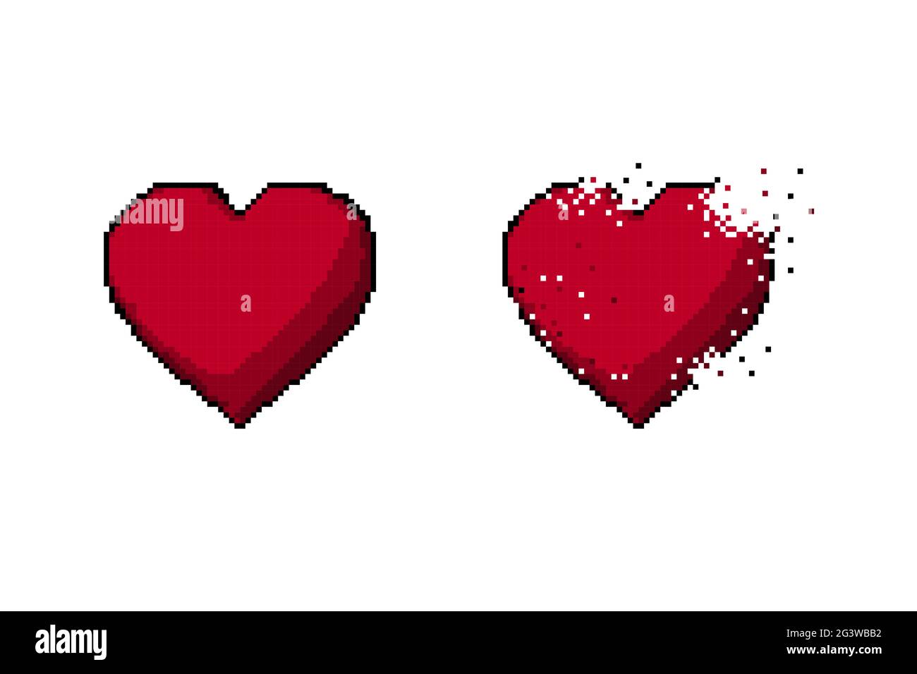 Heart symbol pixel art isolated on white backgroun Stock Photo