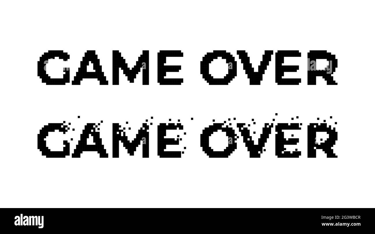 Game over pixel art isolated on white background Stock Photo