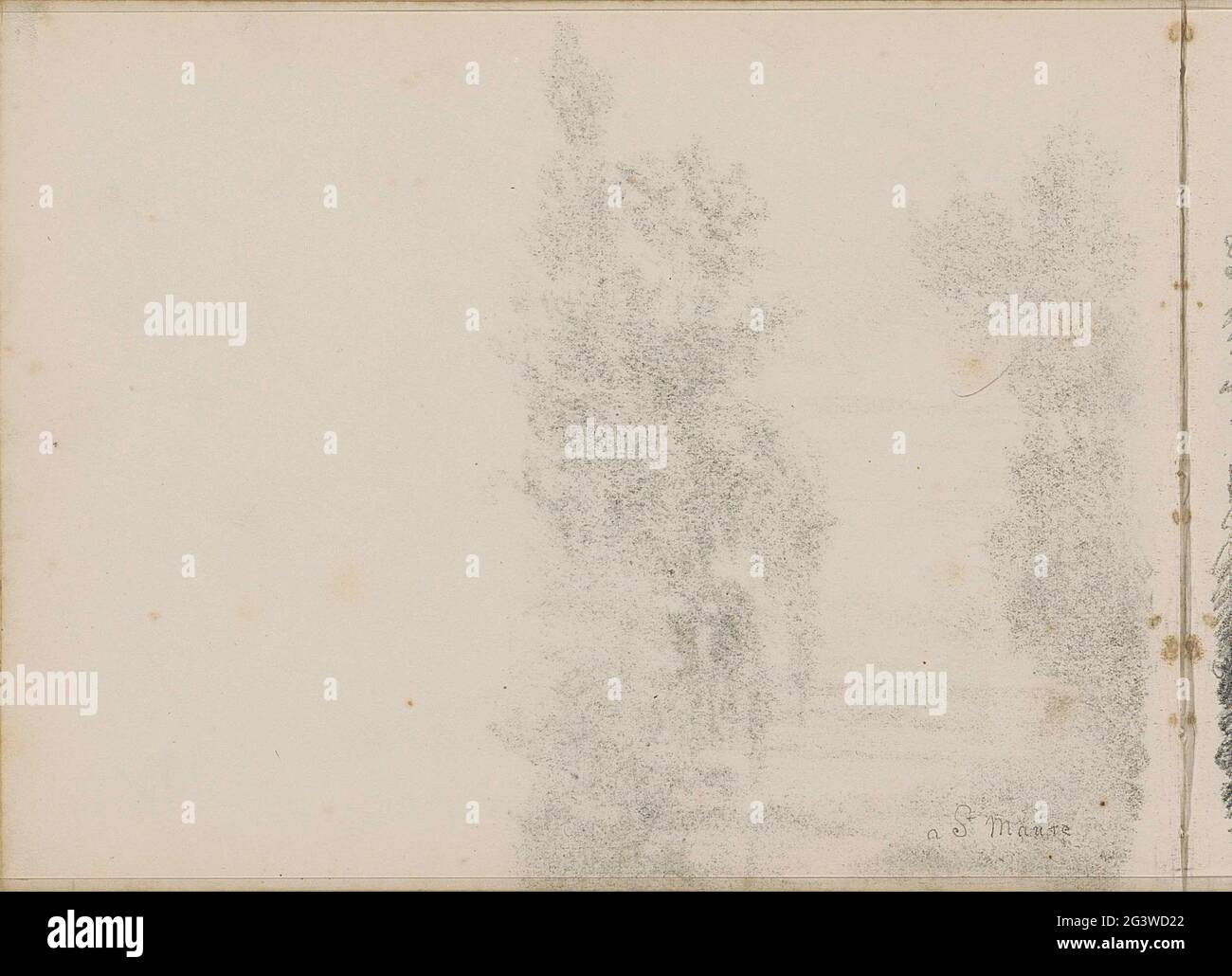 Note. Leaf 14 Verso from a sketchbook with 52 sheets. Stock Photo