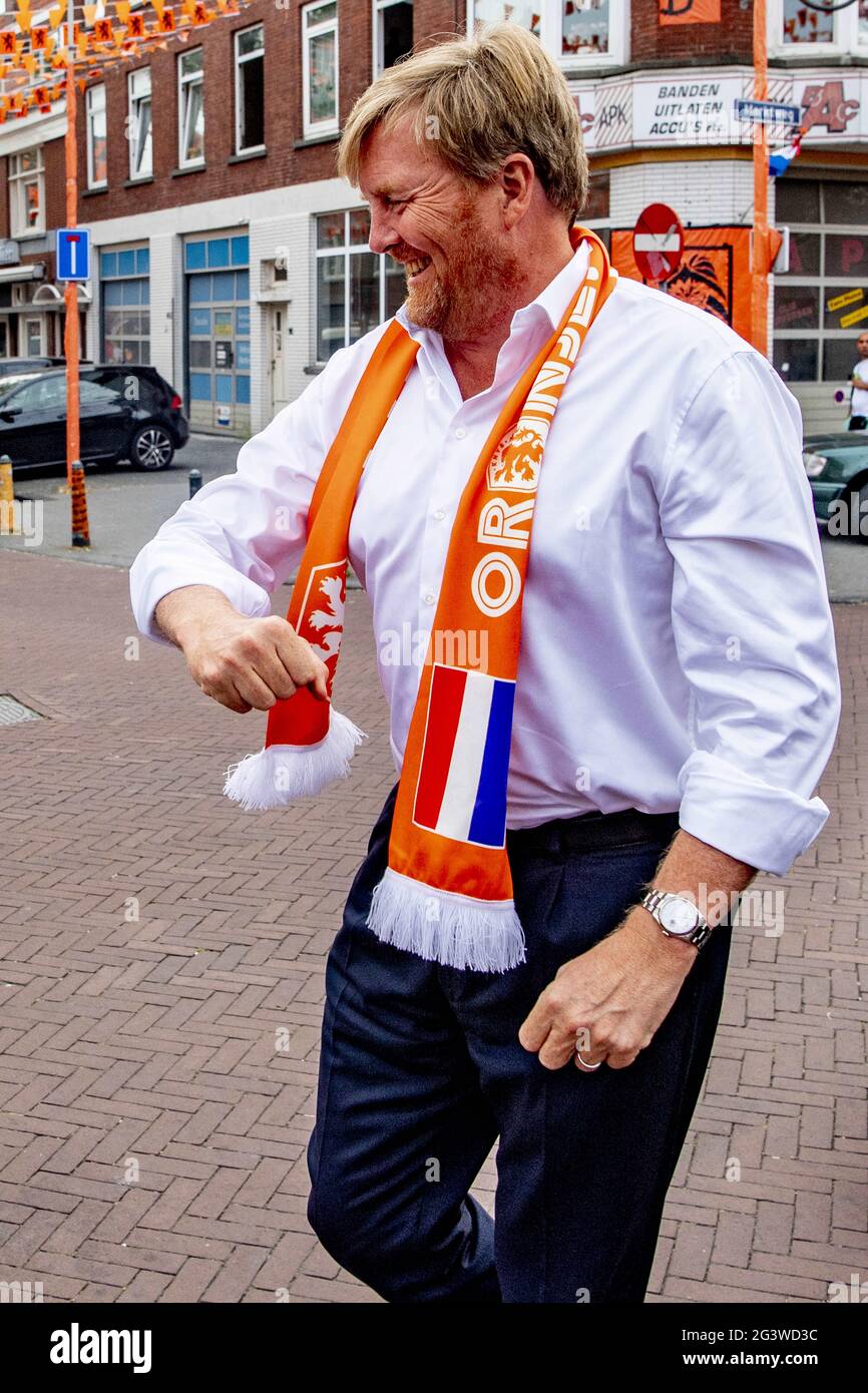 King Willem-Alexander visited the Marktweg in The Hague, Netherlands on  June 17, 2021, who won the prize as The Most Beautiful Orange Street in the  Netherlands following a campaign to decorate streets