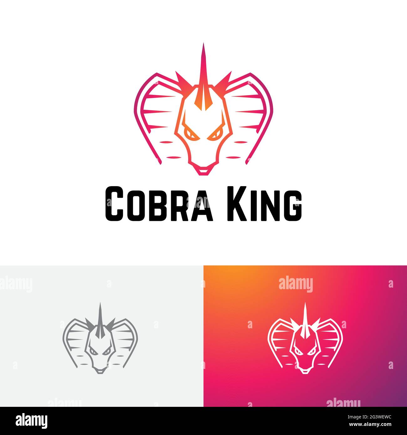 Cobra King Snake Serpent Horned Dragon Tactics Strategy Game Esport Logo Stock Vector