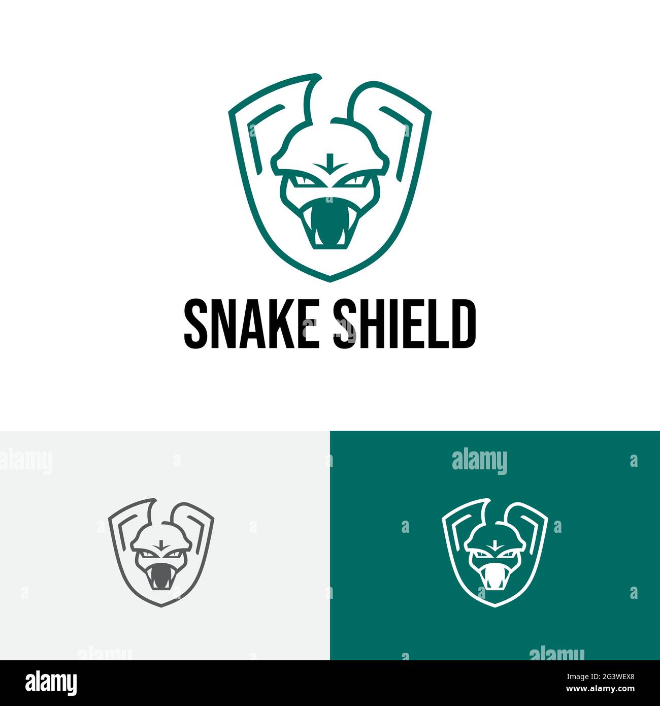 Snake Fangs Serpent Shield Poisonous Animal Trick Tactics Strategy Logo Stock Vector