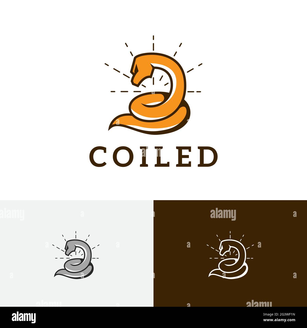 Coiled Snake Serpent Trick Tactics Strategy Vintage Retro Logo Stock Vector