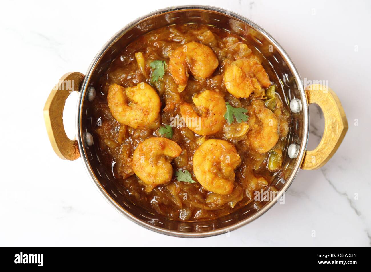 Indian food Prawns masala or shrimp curry. Also known as Kolambi che