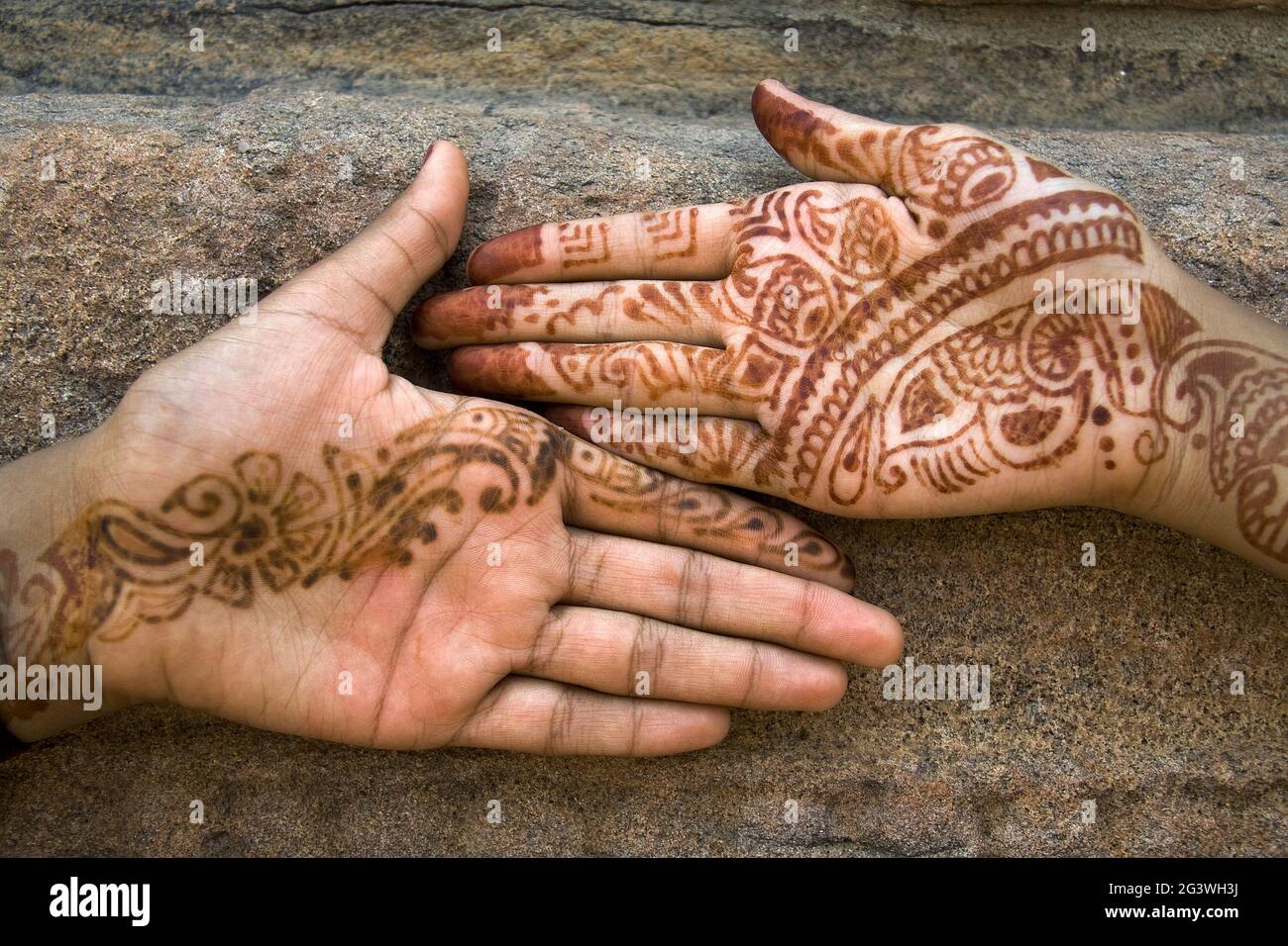 Mehandi Art on Palm Stock Photo