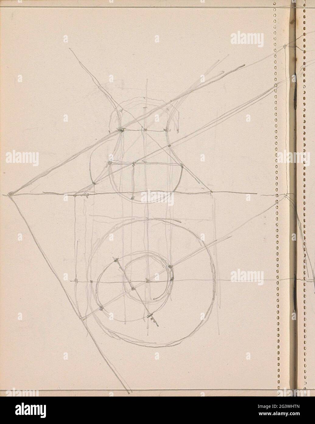 Study. Leaf 15 Verso from a sketchbook with 42 sheets. Stock Photo
