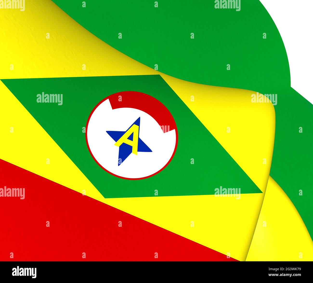 3D Flag of Alvaraes (Amazonas), Brazil. 3D Illustration. Stock Photo