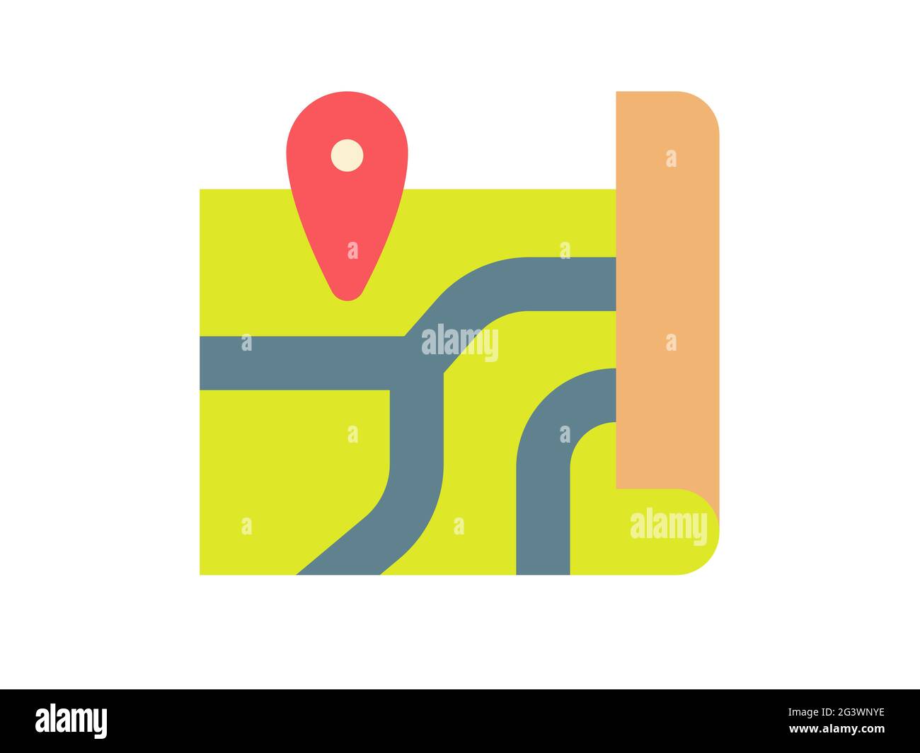 map road single isolated icon with flat style vector illustration Stock ...