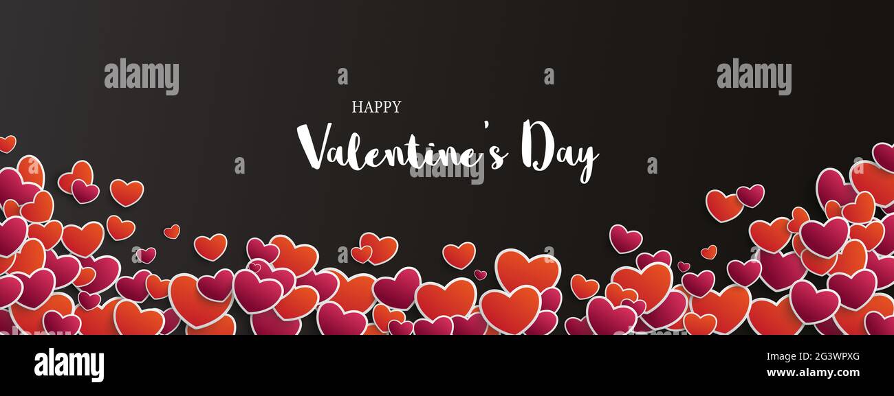 Dark Header Red Purple Hearts Happy Valentines Stock Photo