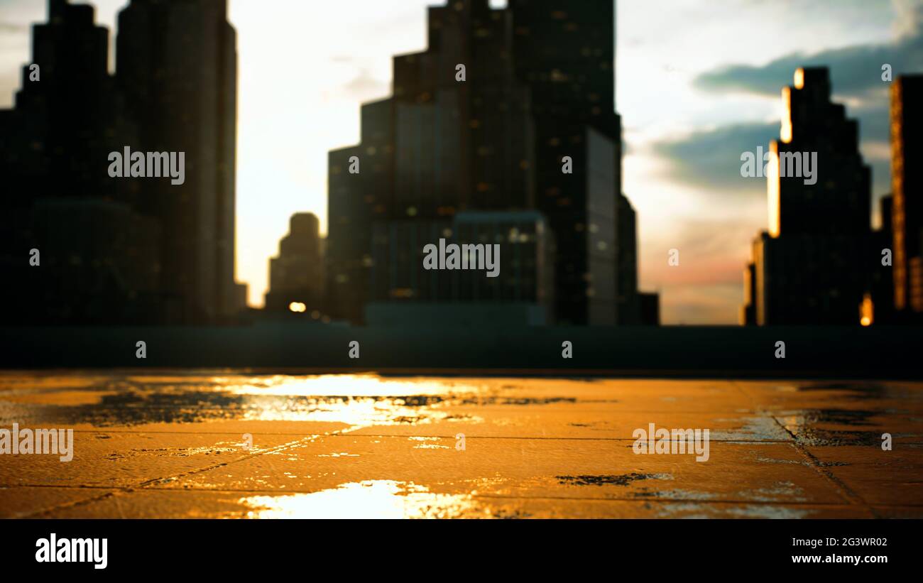 Skyscrapers of big city at sunset Stock Photo - Alamy