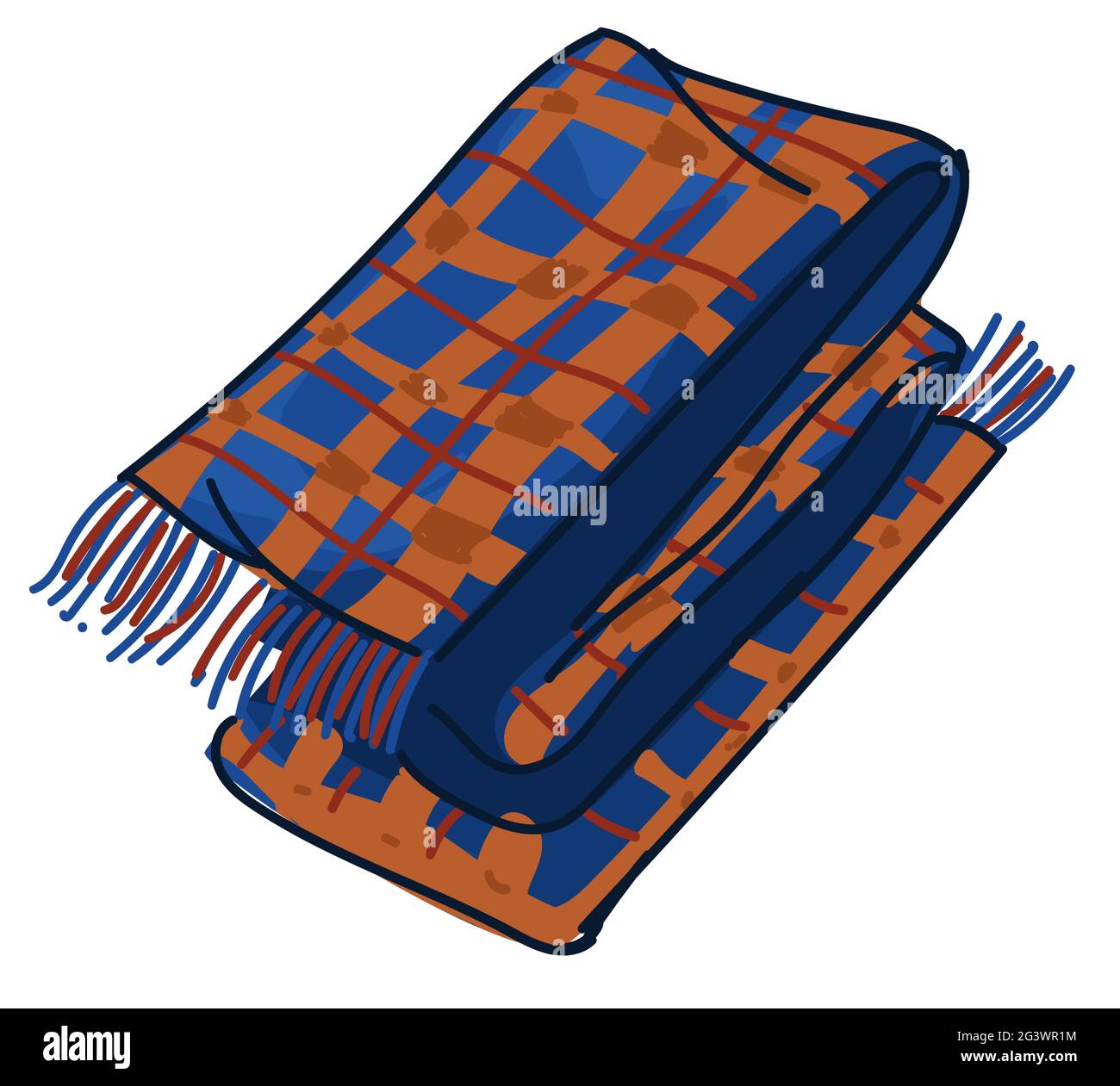 Warm woolen scarf with pattern, trendy clothes Stock Vector